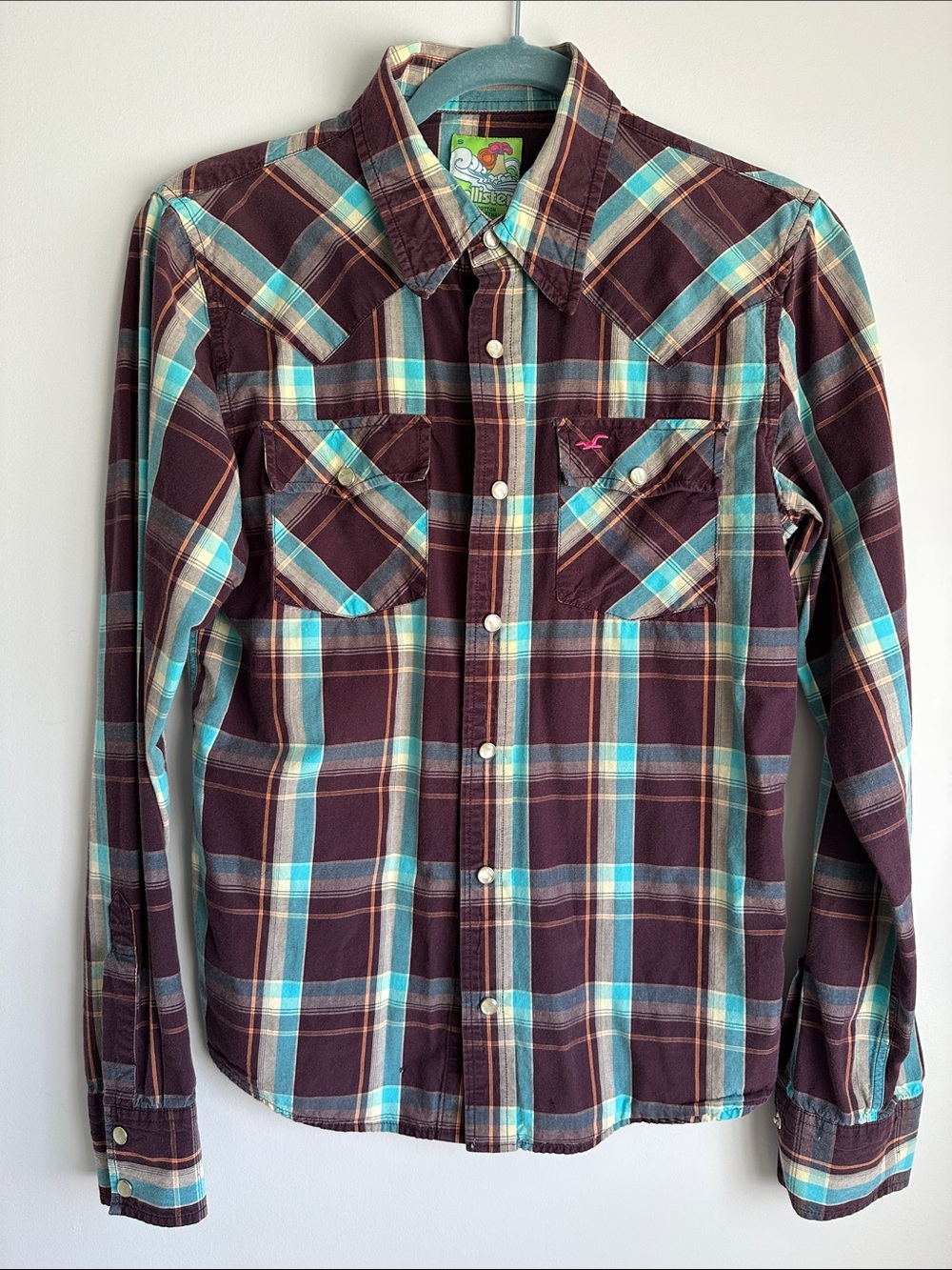 Vintage 90’s Hollister Western Style Long Sleeve Shirt w/ Pearl Looking Snaps SM